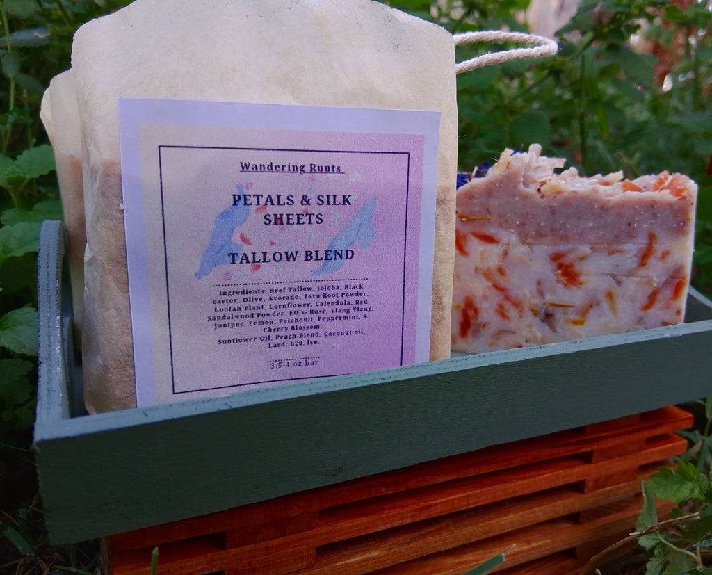 Petals & Silk Sheets Tallow Blend Face & Body Bar (hot&cold-process)