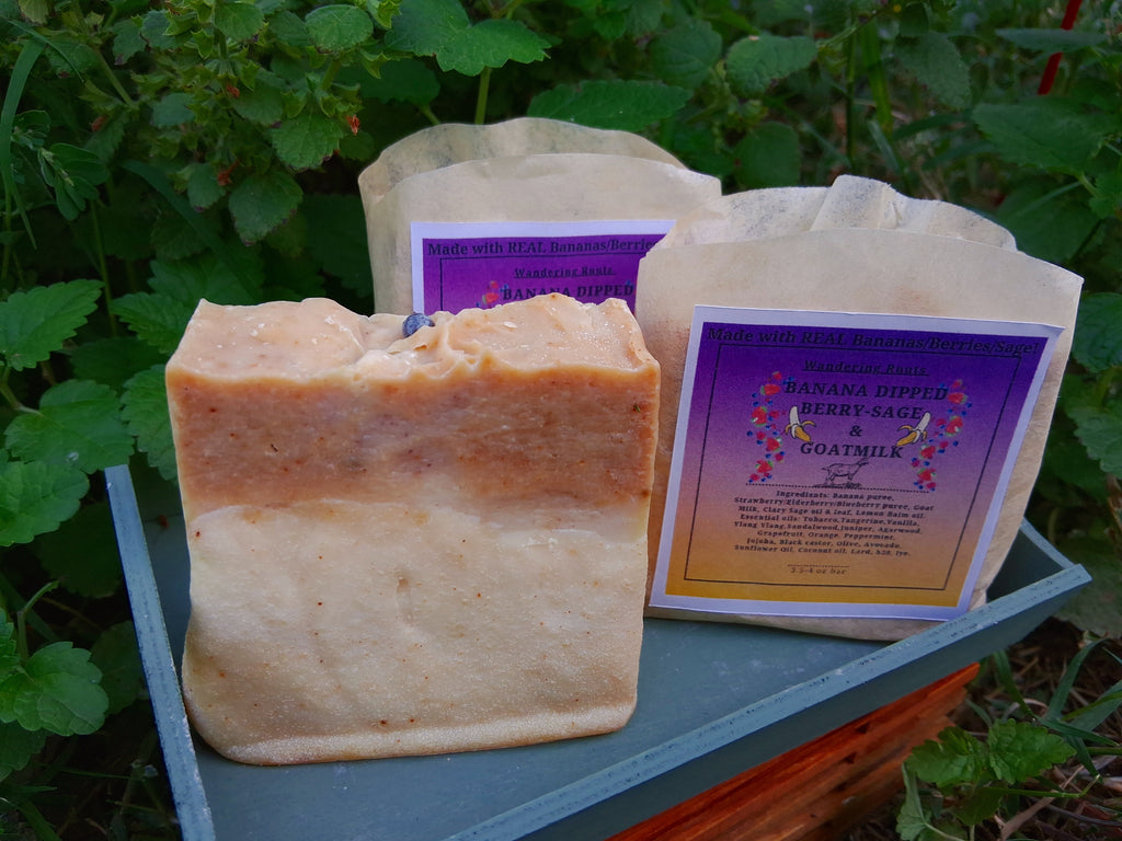 Banana DIPPED Berry-Sage & Goat Milk Face & Body Bar (cold-process) mix & match 4 for $30!