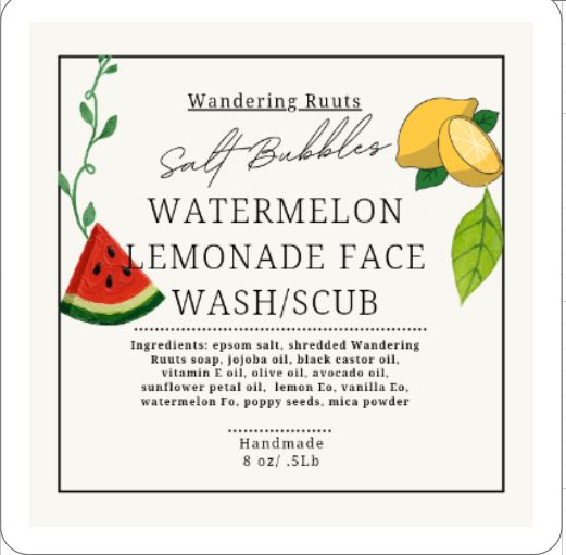 Watermelon🍉Lemonade🍋 Face Wash/Scrub Blend 1/2 lb Smell-Proof Bag w. Scrub Pouch  Mix & match 2 for $25!