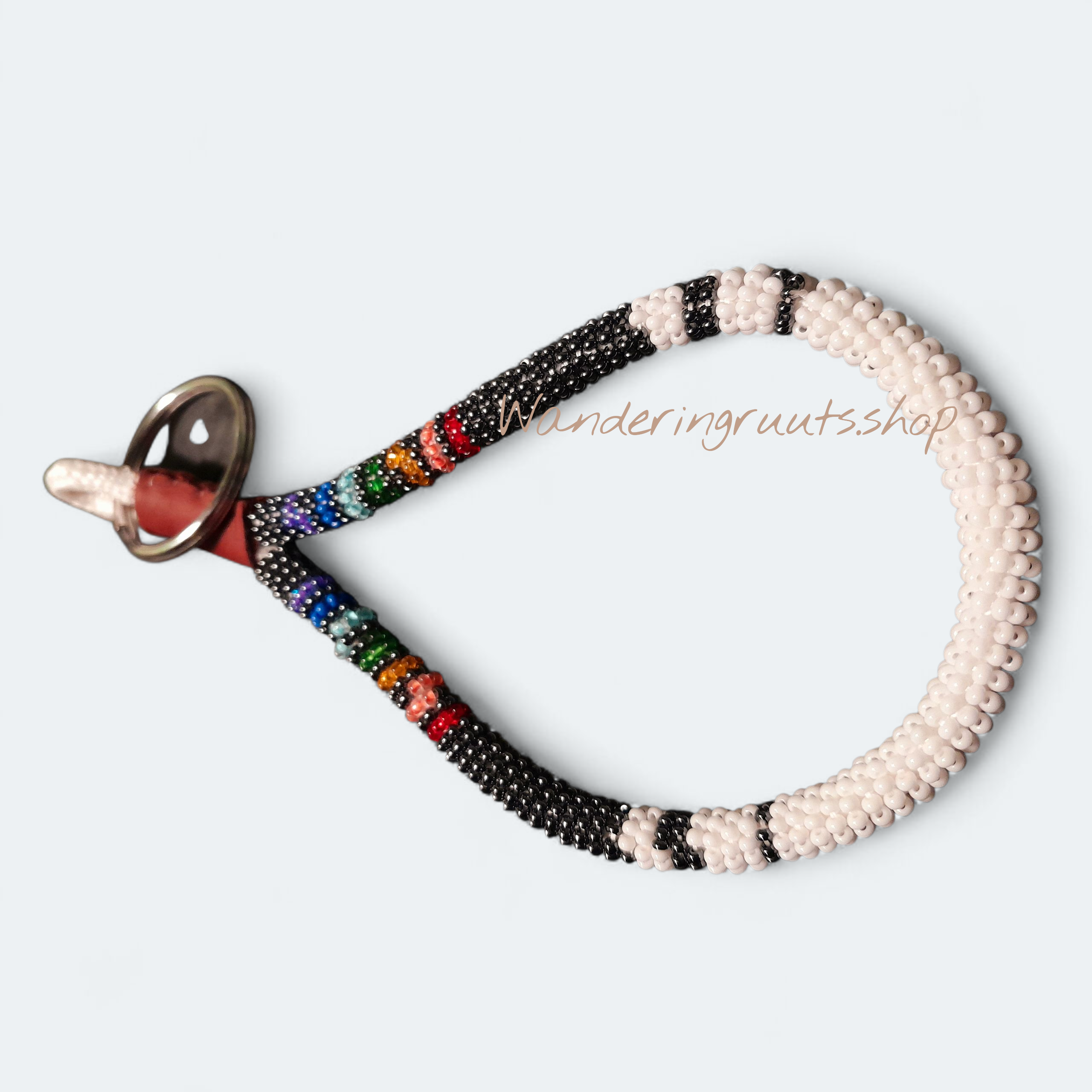 Beaded Keychain Wristlet (M) Chakra Color Stripes